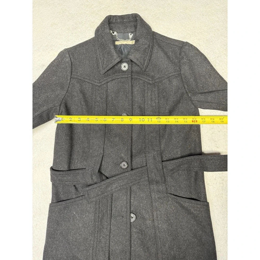 J. Crew‎ Women's Dark Gray Wool Blend Belted Pea Coat Size XS - Picture 2 of 5